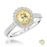 Faroe Oval Halo 0.50ct Fancy Intense Yellow VVS2 Yellow Diamond Platinum/Yellow Ring