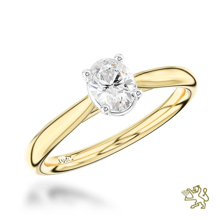 Classic Oval Solitaire 0.34ct F VVS2 Diamond Yellow Gold/Platinum Ring - Michael Jones Jeweller