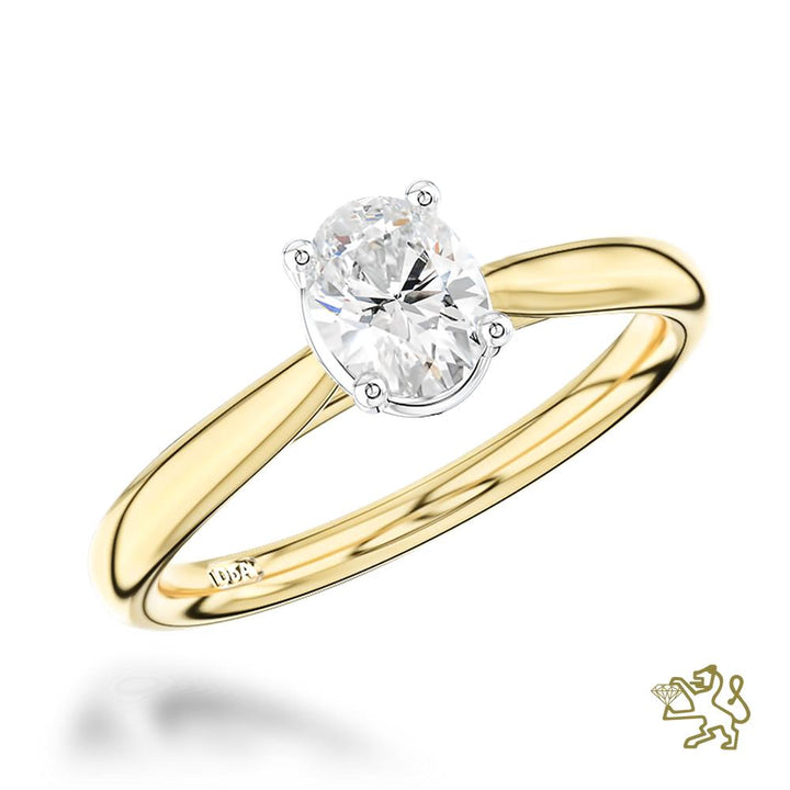 Classic Oval Solitaire 0.75ct G SI1 Diamond Yellow Gold/Platinum Ring - Michael Jones Jeweller