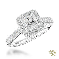 Skye Princess Halo 0.50ct D SI1 Diamond Platinum Ring