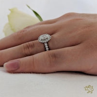 Skye Oval Halo 0.40ct E VS2 Diamond Platinum Ring