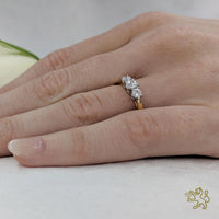 Petite Trilogy Classic Three Stone 0.20ct F SI Diamond Yellow Gold/Platinum Ring