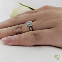 Skye Pl Halo 0.60ct G SI1 Diamond Platinum Ring - Michael Jones Jeweller