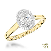 Skye Pure Oval Halo 0.50ct E VS2 Diamond Yellow Gold/Platinum Ring