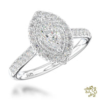 Skye Duo Marquise Halo 0.71ct E SI1 Diamond Platinum Ring - Michael Jones Jeweller