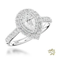 Skye Duo Pear Halo 0.60ct F VS1 Diamond Platinum Ring - Michael Jones Jeweller