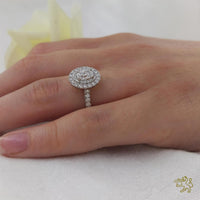 Skye Duo Oval Halo 0.50ct E SI1 Diamond Platinum Ring