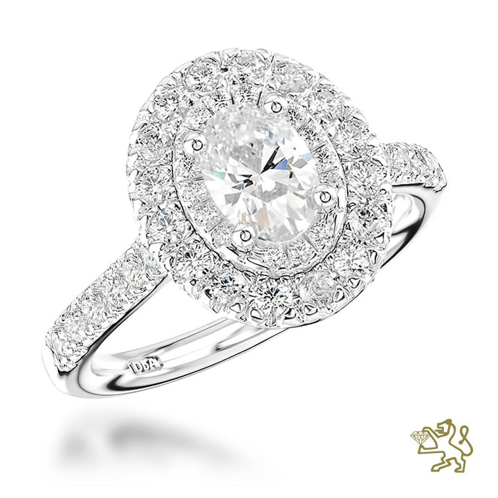 Skye Duo Oval Halo 1.01ct D SI2 Diamond Platinum Ring