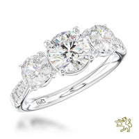 Florentina Skye Three Stone 1.00ct D VS2 Diamond Platinum Ring