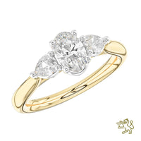 Florentine Oval Three Stone 0.30ct E SI1 Diamond Yellow Gold/Platinum Ring