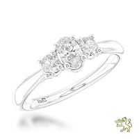 Royal Oval Three Stone 0.30ct D VS1 Diamond Platinum Ring