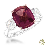 Florentina Cushion Three Stone 2.00ct Ruby Platinum Ring