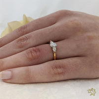 Florentine Oval Three Stone 0.30ct E SI1 Diamond Yellow Gold/Platinum Ring - Michael Jones Jeweller