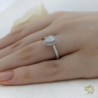 Skye Pure Pear Halo 0.30ct E VS2 Diamond Platinum Ring