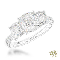 Florentina Skye Cushion Three Stone 1.01ct E SI1 Diamond Platinum Ring - Michael Jones Jeweller