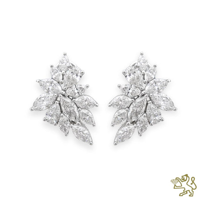 Starburst 3.68ct Diamond Platinum Earrings