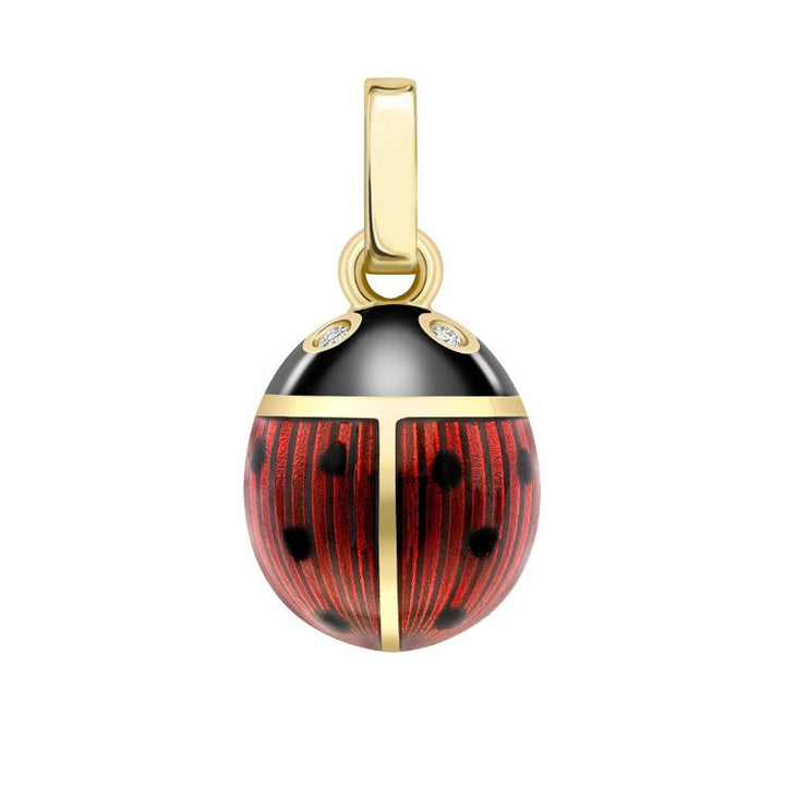 Fabergé 18ct Yellow Gold Red and Black Guilloché Enamel and Diamond Ladybird Charm