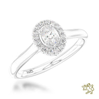 Petite Skye Pure Oval Halo 0.20ct F SI Diamond Platinum Ring