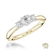 Petite Trilogy Classic Three Stone 0.20ct F SI Diamond Yellow Gold/Platinum Ring - Michael Jones Jeweller