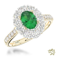 Evie Oval Royale Halo 0.68ct Emerald Yellow Gold/Platinum Ring