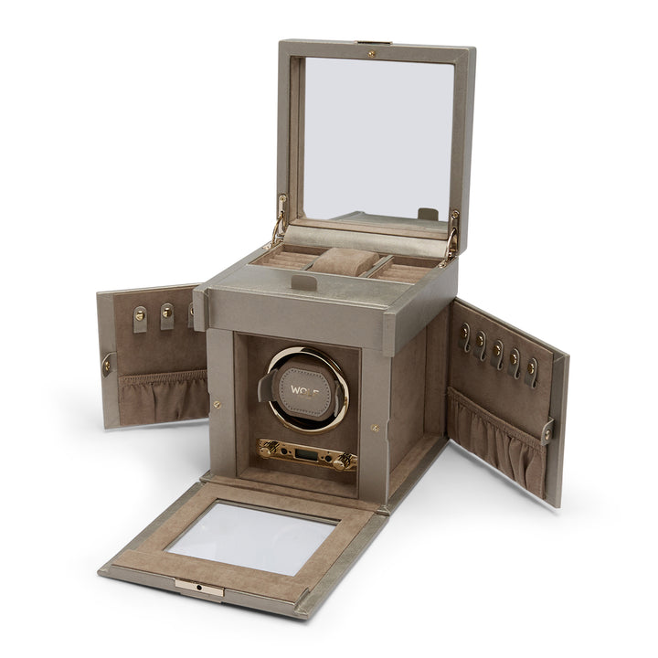 WOLF Palermo Single Watch Winder With Jewellery Storage - Michael Jones Jeweller