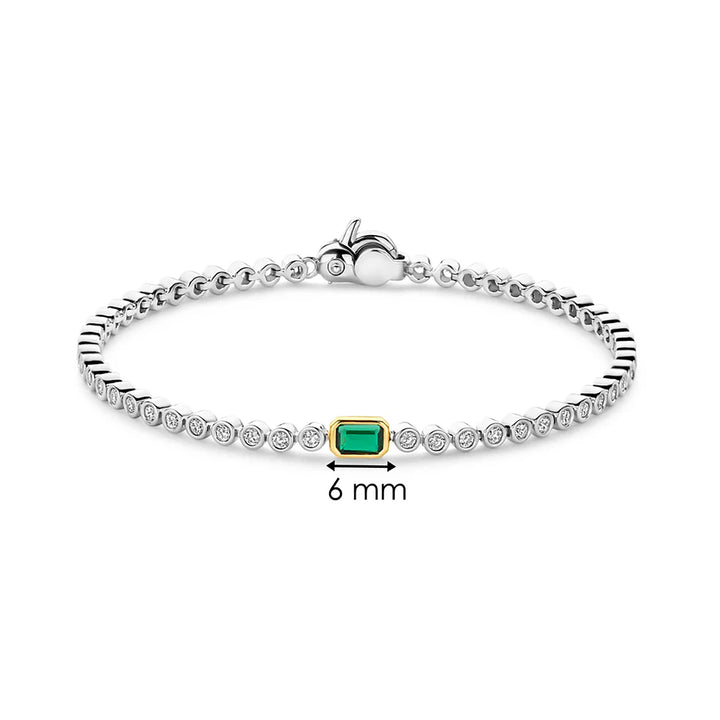 Ti Sento Yellow Gold Plated Green Cubic Zirconia Tennis Bracelet