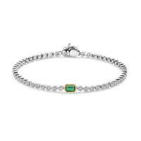 Ti Sento Yellow Gold Plated Green Cubic Zirconia Tennis Bracelet