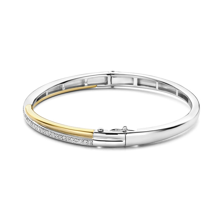 Ti Sento Yellow Gold Plated Cubic Zirconia Crossover Bangle