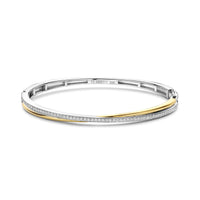 Ti Sento Yellow Gold Plated Cubic Zirconia Crossover Bangle