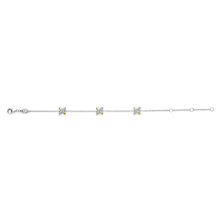 Ti Sento Yellow Gold Plated Cubic Zirconia Cross Bracelet