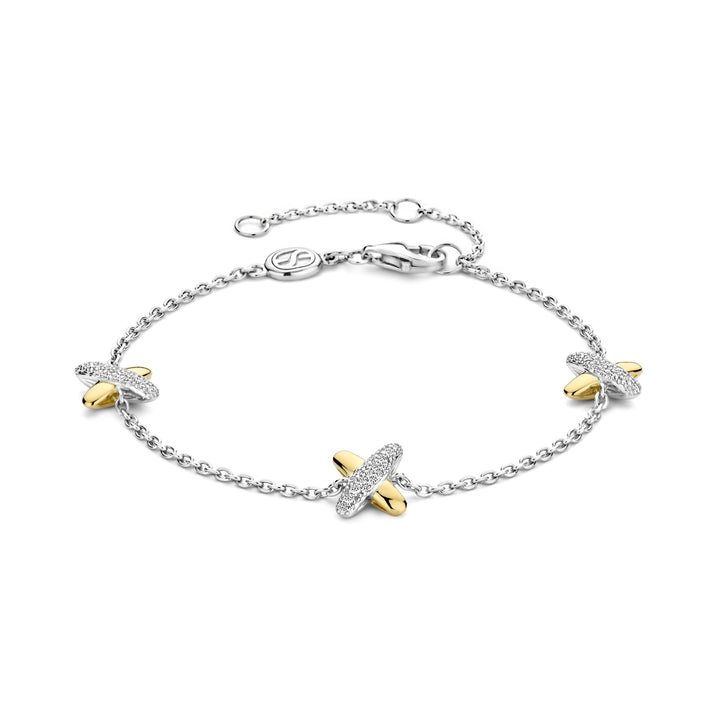 Ti Sento Yellow Gold Plated Cubic Zirconia Cross Bracelet - Michael Jones Jeweller