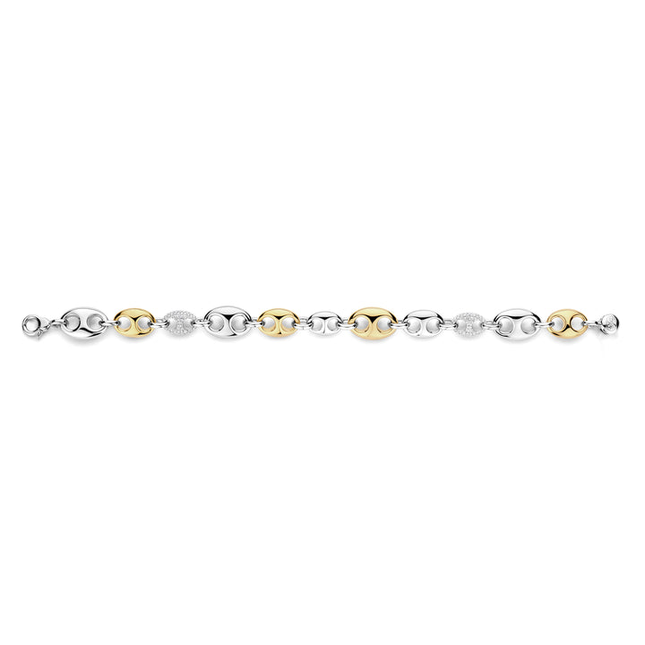 Ti Sento Yellow Gold Plated Cubic Zirconia Coffee Bean Link Bracelet