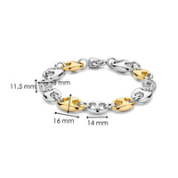 Ti Sento Yellow Gold Plated Cubic Zirconia Coffee Bean Link Bracelet