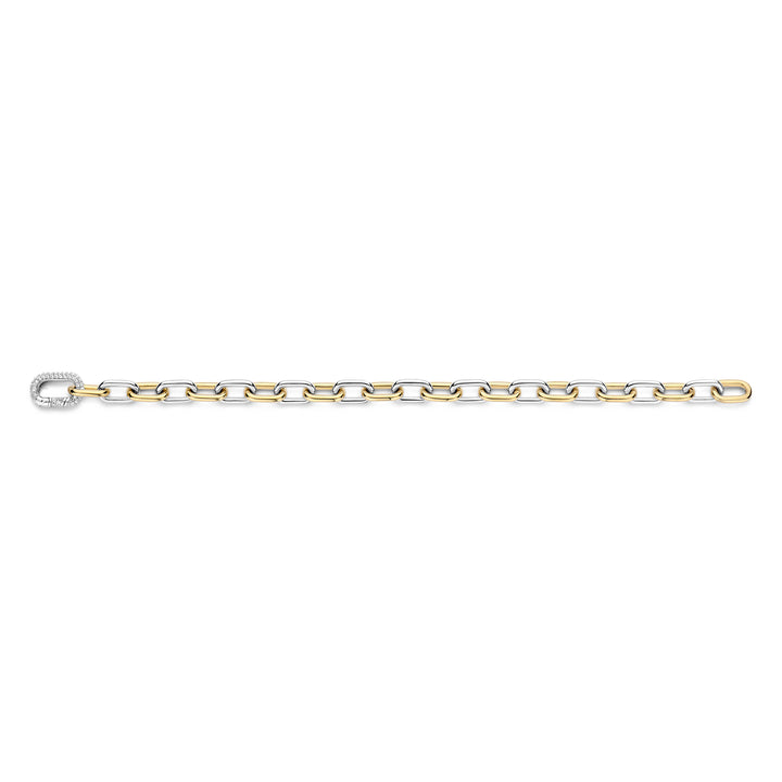 Ti Sento Yellow Gold Plated Cubic Zirconia Oval Link Bracelet