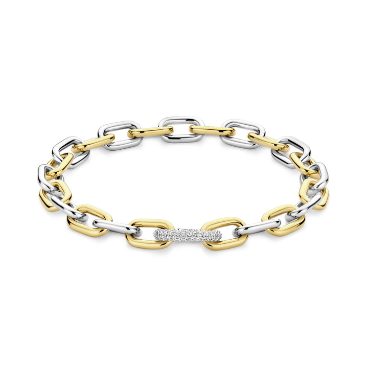 Ti Sento Yellow Gold Plated Cubic Zirconia Oval Link Bracelet