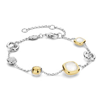 Ti Sento Yellow Gold Plated Mother of Pearl White and Cubic Zirconia Bracelet - Michael Jones Jeweller