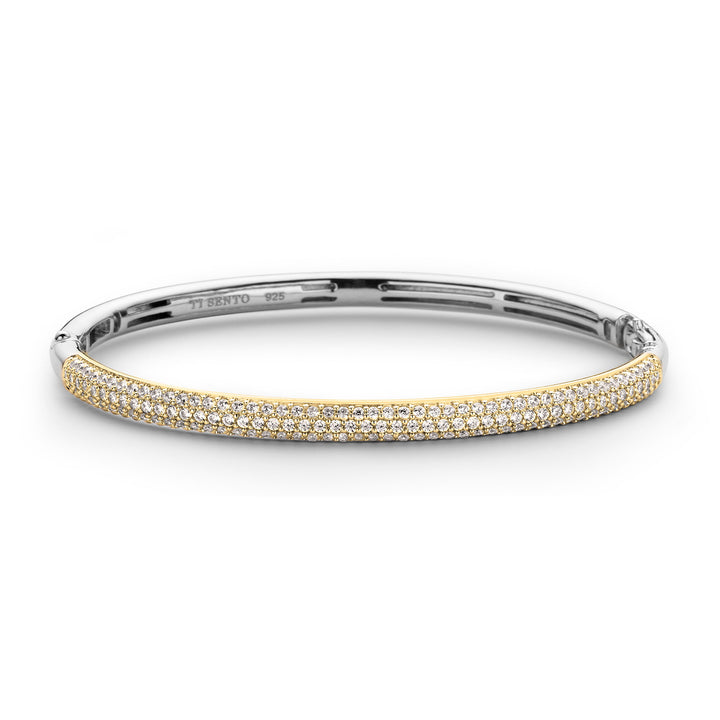 Ti Sento Cubic Zirconia Pave Yellow Gold Plated Bangle - Michael Jones Jeweller