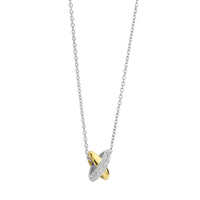 Ti Sento Yellow Gold Plated Cubic Zirconia Cross Necklace