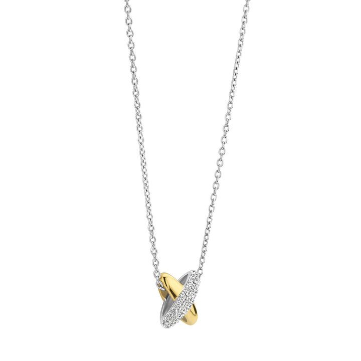 Ti Sento Yellow Gold Plated Cubic Zirconia Cross Necklace - Michael Jones Jeweller