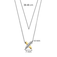 Ti Sento Yellow Gold Plated Cubic Zirconia Cross Necklace