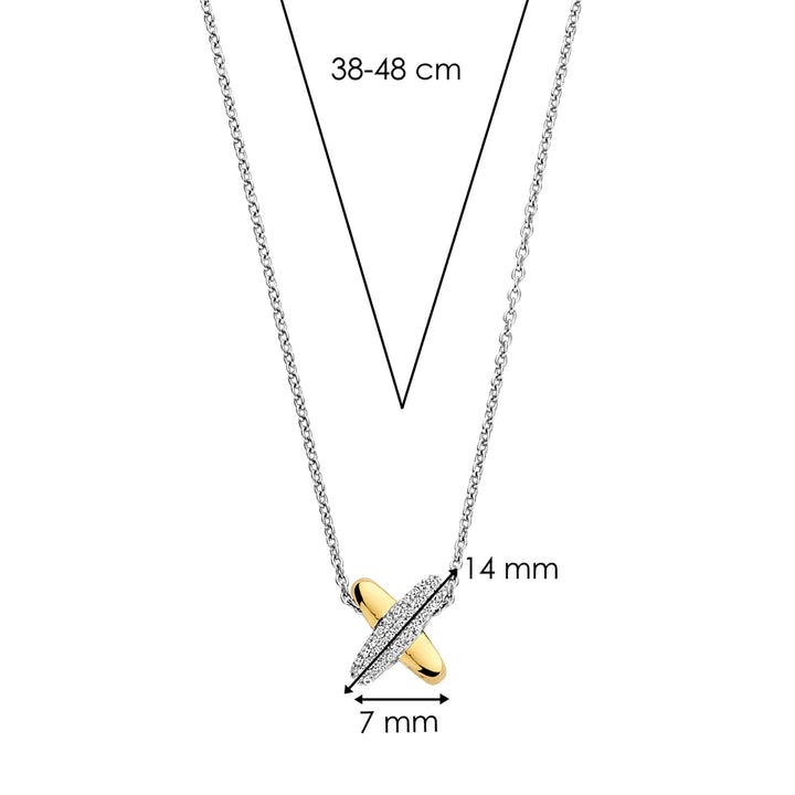 Ti Sento Yellow Gold Plated Cubic Zirconia Cross Necklace - Michael Jones Jeweller