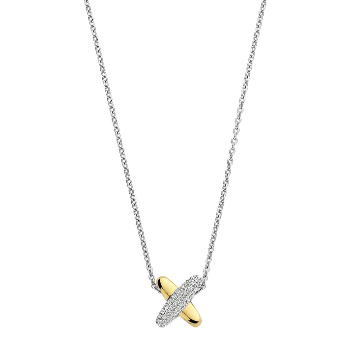 Ti Sento Yellow Gold Plated Cubic Zirconia Cross Necklace - Michael Jones Jeweller