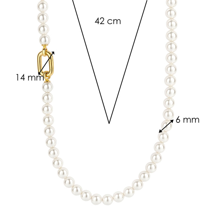 Ti Sento Yellow Gold Plated Synthetic Pearl Necklace