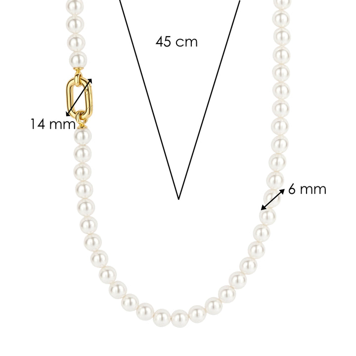 Ti Sento Yellow Gold Plated Synthetic Pearl Necklace