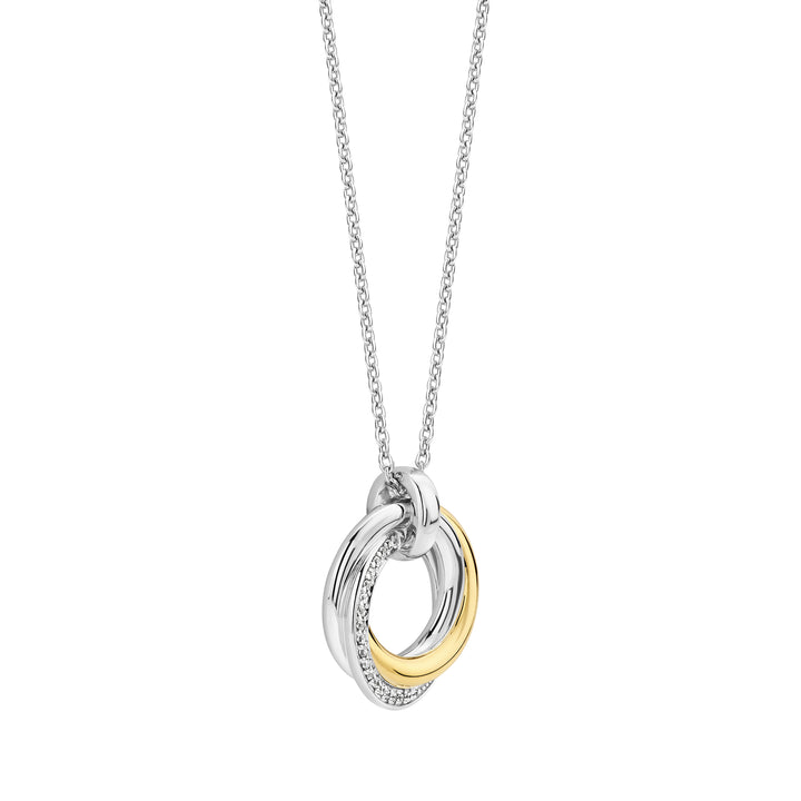 Ti Sento Yellow Gold Plated Cubic Zirconia Intertwined Circle Necklace