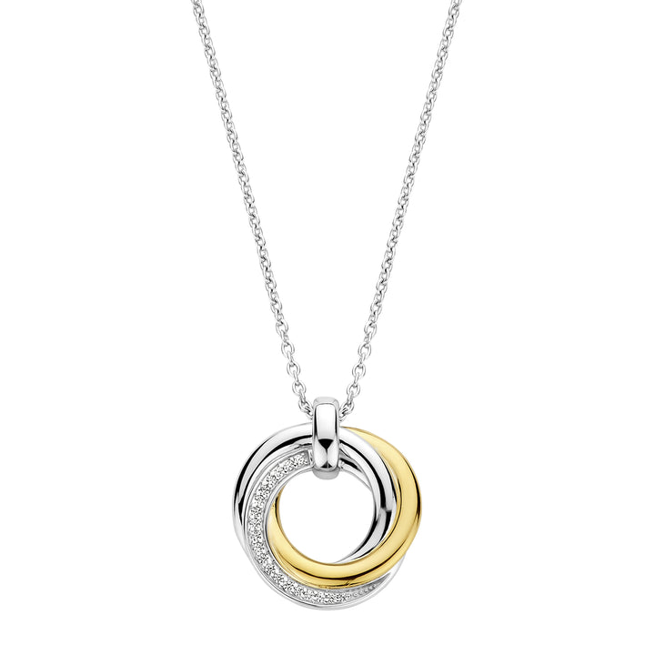 Ti Sento Yellow Gold Plated Cubic Zirconia Intertwined Circle Necklace