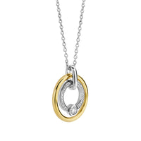 Ti Sento Yellow Gold Plated Cubic Zirconia Double Circle Necklace