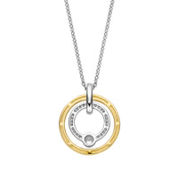 Ti Sento Yellow Gold Plated Cubic Zirconia Double Circle Necklace