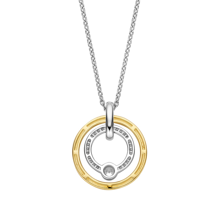 Ti Sento Yellow Gold Plated Cubic Zirconia Double Circle Necklace