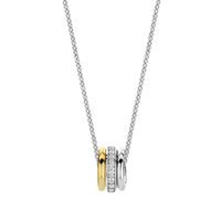 Ti Sento Yellow Gold Plated Cubic Zirconia Triple Ring Necklace